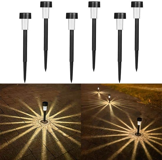 Sæt med 6 solcellelamper – solcellehavebelysning - solcellelampe - Havebelysning – 31 x 4,5 x 4,5 cm – ABS – Sort