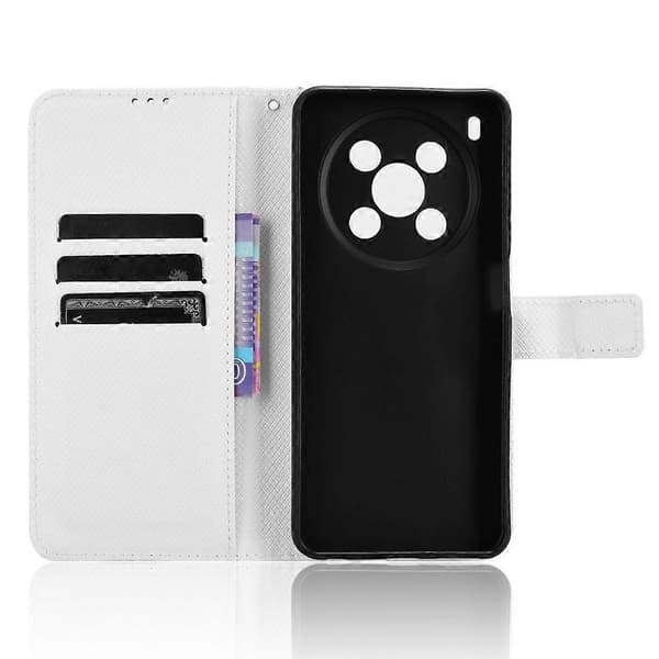 För ZTE Blade V70 Max Läderplånboksfodral med rem Diamanttextur Mobilskal - Multicolor White