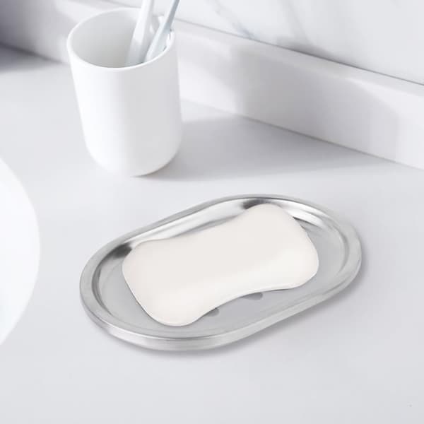 Stainless Steel Soap Dish, Container, Double-Layer Soap Dish with Large Drainage Casing (Strip)