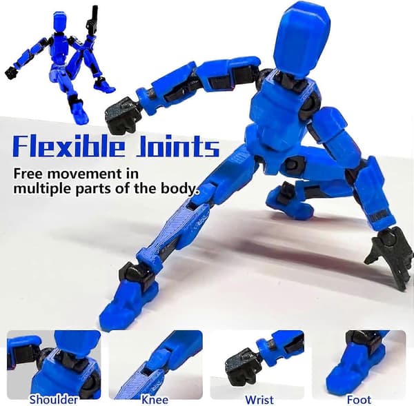 T13 Actionfigur, Robot Actionfigur, 3D-printet med full artikulasjon, Skrivebordsdekorasjon Blue