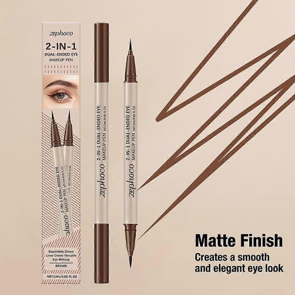 Zephoco Dobbelthodet Flytende Eyeliner (Brun)