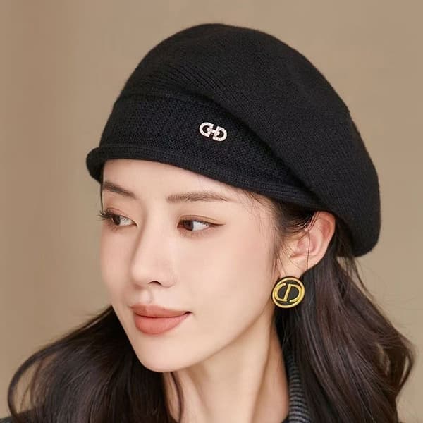 Women's Wool Beret Warm Beret Hat - Black, Average Size