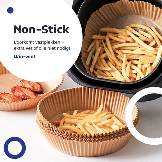 Airfryer bagepapir - Engangsbagepapir - 50 stk. - Ø 20 CM - Rund