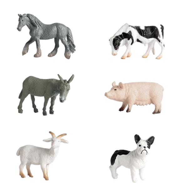 Autentiske dyrefigurer, sæt med 12 til samling og festligheder Farm Animals