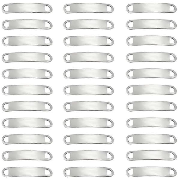40 stk. 201 rustfrit stål led/forbindere buet oval stempling blank tag rustfrit stål farve 42x8x1mm Hul: 5mm