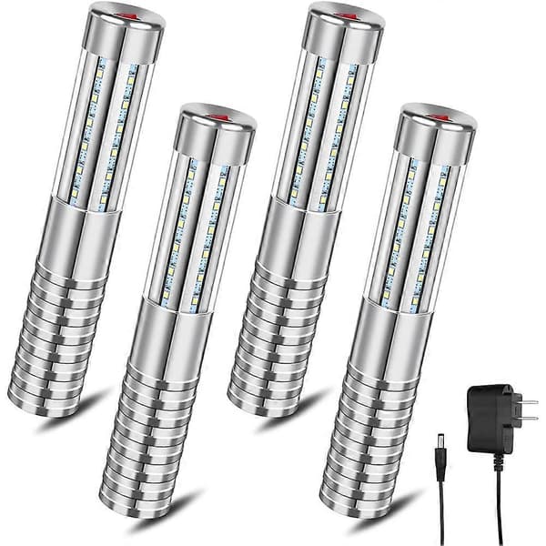 4 stk. LED Strobe Gjenbrukbar LED-lys Oppladbar Champagne LED Flaskeservice og Lader, US Plug Sølv Silver