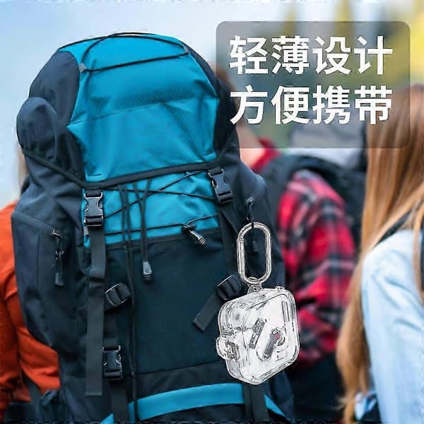 Etui til Nothing Ear 2, beskyttende PC hard Nothing Ear 2-etui med stropp Transparent