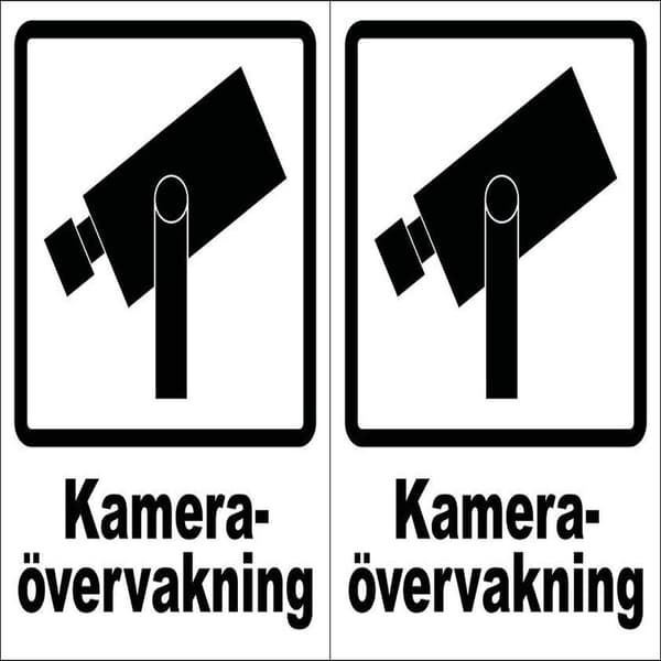 2-pak - Kameraovervågning - Skilt (A5) Vit white