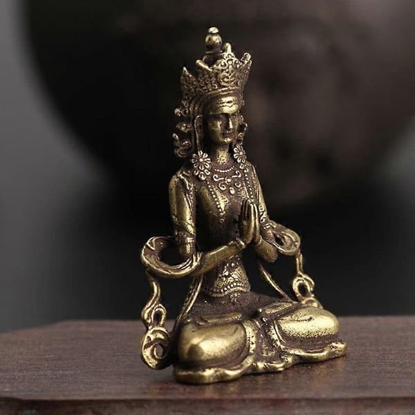 Retro messing meditere Zen buddhisme husholdnings Buddha-pynt stue håndlaget dekorasjon kobberstatue tehuspynt
