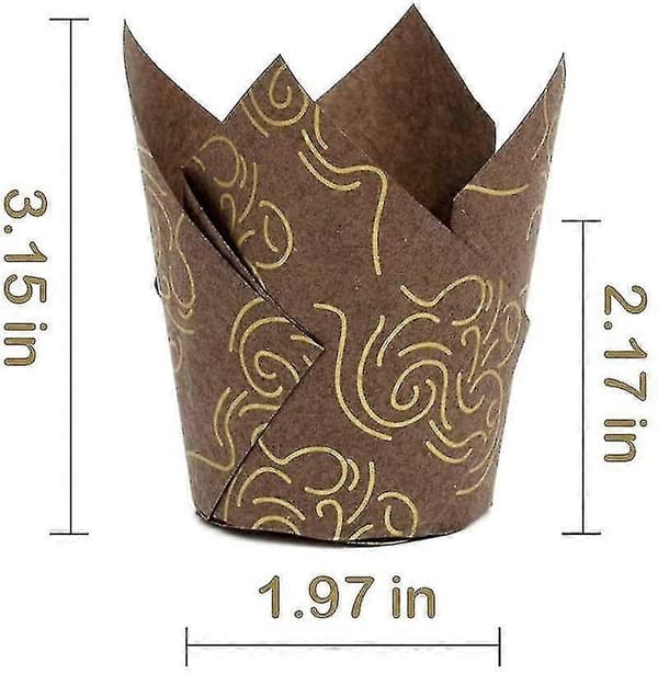 Muffinsformar, tulpanmuffinsformar, 100 stycken muffinsformar i papper med guld