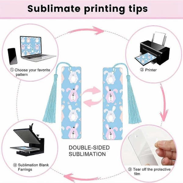 Bulk Blank Sublimation Bogmærke med kvaster Dobbeltsidet printbare bogmærker til varmeoverførsel DIY