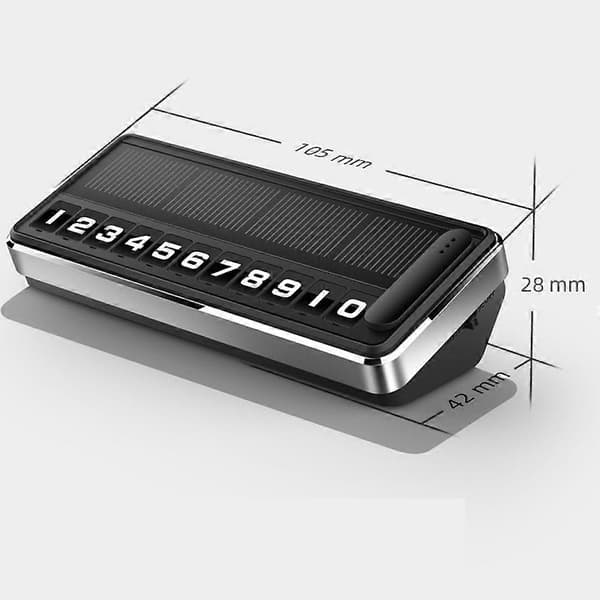 Solcellsdriven parkeringsskylt med telefonnummer, LED-belyst nödkontaktskylt för bil silvery