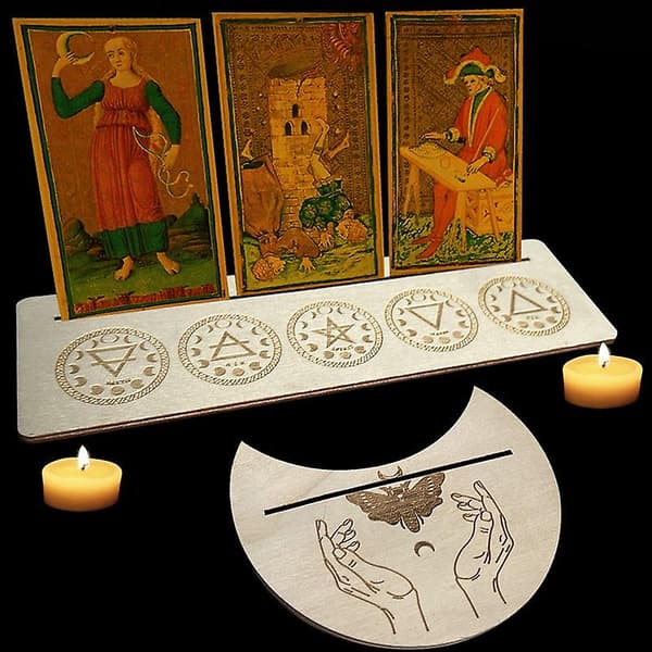 2/4 stk. træ tarotkortholder til hekse-spådomsværktøjer displayholder alter