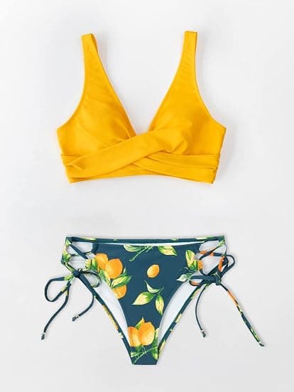 Bikini for kvinner med snøring foran, todelt badedrakt