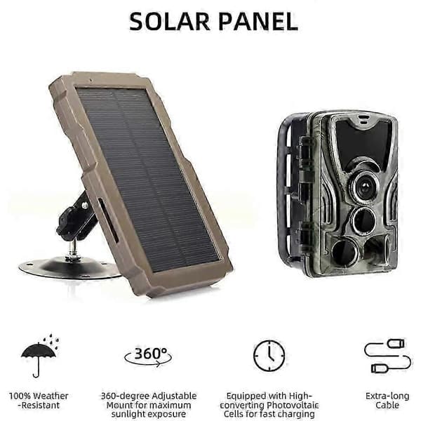 Trail Game Camera Solpanel Kit 3000mAh 6V-12V Uppladdningsbar Solladdare för Jaktkamera 26s