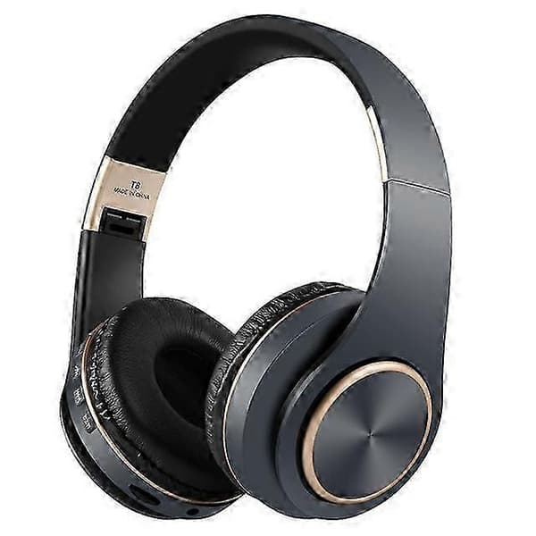 MP3-afspiller Støjreducerende hovedtelefoner Bluetooth T8 Sammenfoldelig med lydkabel Bluetooth-øretelefon Headset Hovedtelefoner Store øretelefoner 26s grey