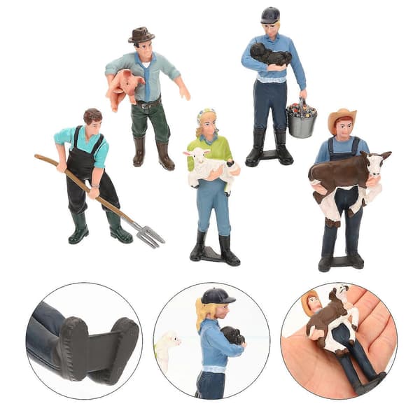 5 stk. landmandsmodel, bondefigur, simulationsbonde-minifigur, kagepynt