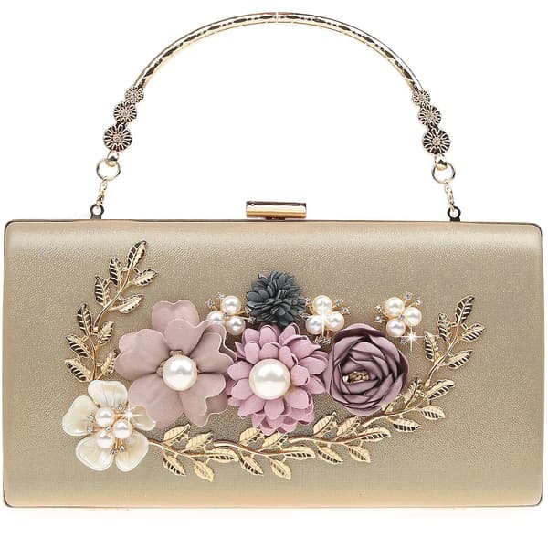 Kaxidy Dam Aftonväska Blomma Bröllop Aftonclutch Gold
