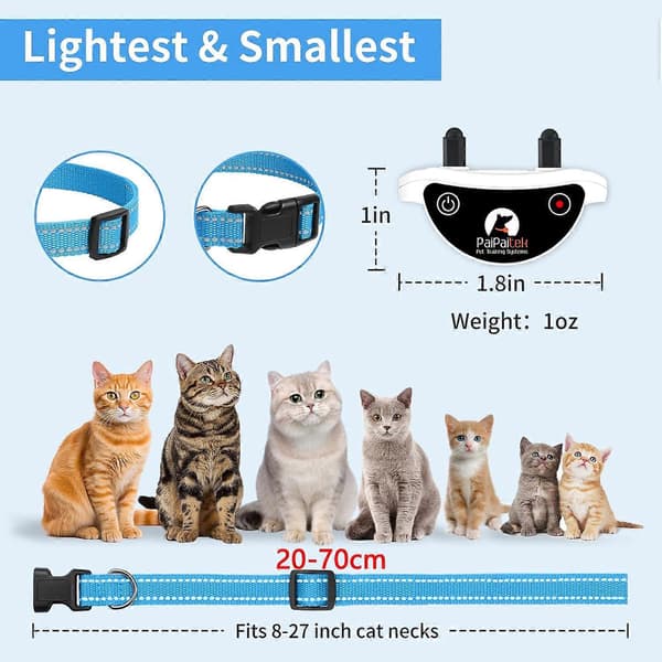 Smart Anti-Meow Cat Collar - 3 Modes (Sound/Vibration/Shock), 1300ft Range, LED Display, US PC 559-1-TIO Orange