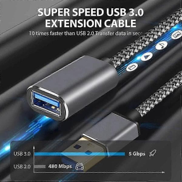 1m USB 3.0 -jatkokaapeli uros-naaras-datakaapeli PC:lle ja televisiolle