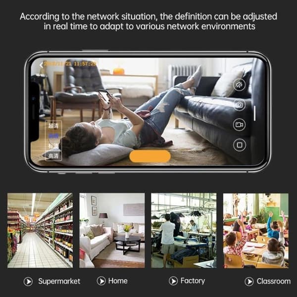 150° IP Camera / Wireless Surveillance Camera - WiFi Svart black