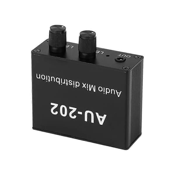 DC 3,5 mm mixerdistributör stereoljudmixerdistributör för hörlurar effektförstärkare volymkontroll