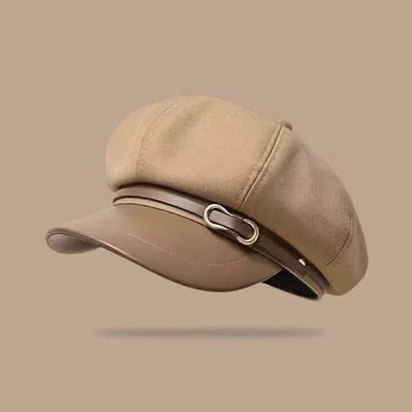 Ullbaretthatt Retro åttekantet design for menn og kvinner Beige