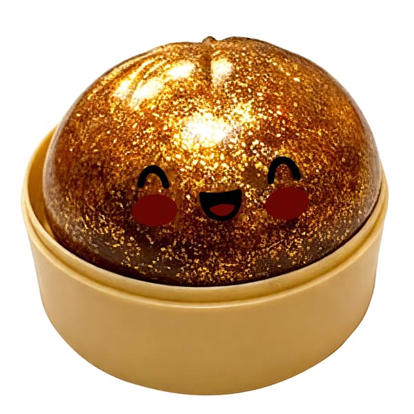 Dumpling Squishy, 4 tommer Dumpling Stressbold, Blød Dej til Dekompression, Stresslindrende BoldBlød og ikke-klæbrig-Transparent gylden 1 stk