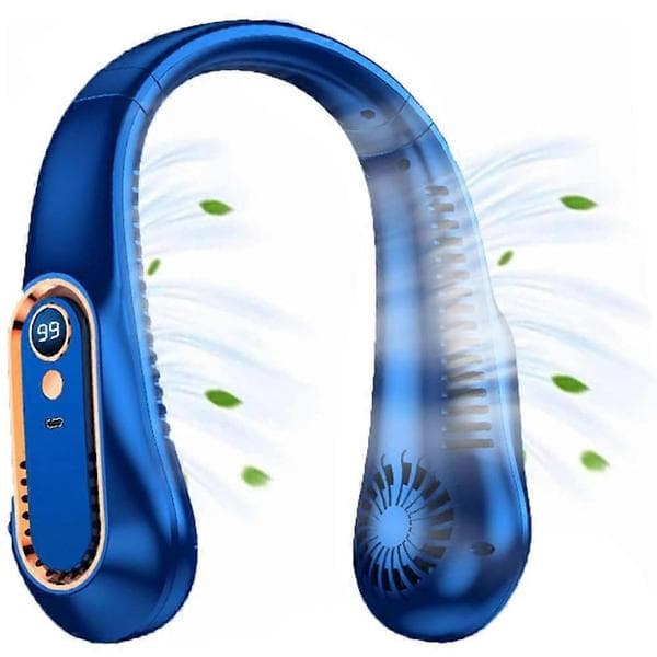 Bærbar Bladeless Halsventilator 5 Hastigheder Digitalt Display Hals Luftkøler Ventilator Blue One Size