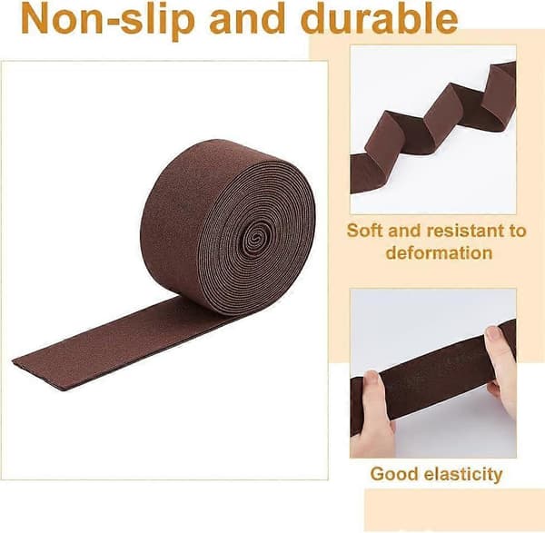 6 Yards Polyester Elastikbånd Kokosbrun Elastisk Bånd Strikket Elastiktape 2 Tommer Bred Syrem til Linninger Bukser Tøj og Håndværk DIY
