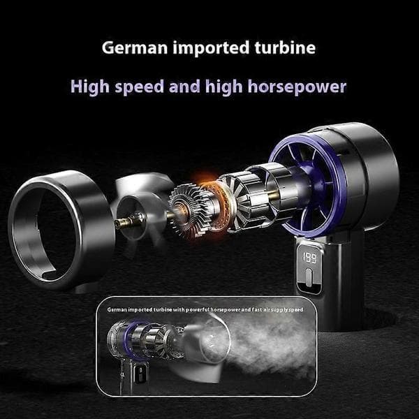 Sammenfoldelig USB-bordventilator med digitalt display Turbo White