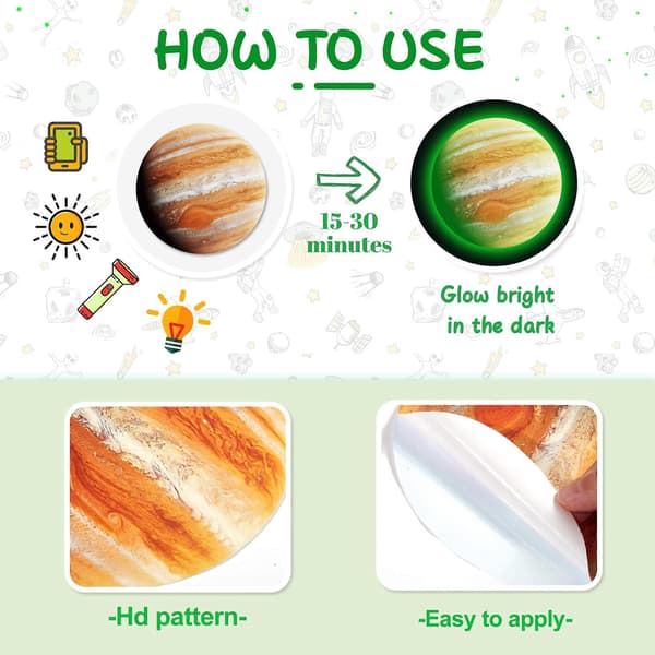 Solsystemet självlysande väggdekaler, 780 st självhäftande planeter & stjärnor för tak och sovrum, barnrumsdekoration, blå. Solar System-Green