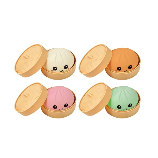Dumpling Squishy, 4 tommer Dumpling Stressbold, Blød Dej til Dekompression, Stresslindrende BoldBlød og ikke-klæbrig-Pink, 1 stk