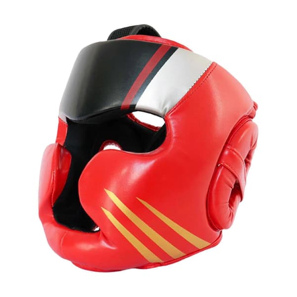 Boksehodeplagg Ansiktsbeskyttelseshjelm Ventilert Polstret Panne og Øre Full Beskyttelse Ansiktsbeskyttelse for Muay Thai Grappling Rød S 26s
