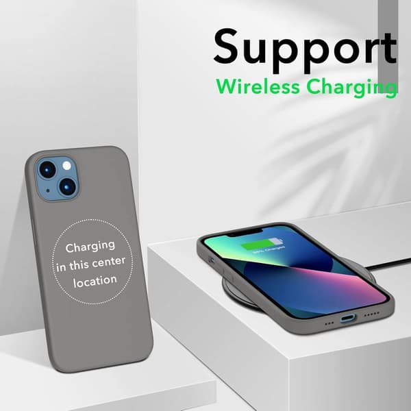 iPhone 13 Case, Liquid Silicone Case for 6.1 inch iPhone 13, Ultra-thin Case, Full Coverage Shockproof Protective Soft Case Cold Gray