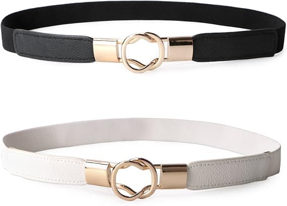 2-pakning 3-pakning kvinner retro elastisk tøyelig metallspenne smalt midjebelte 2,5 cm bredt