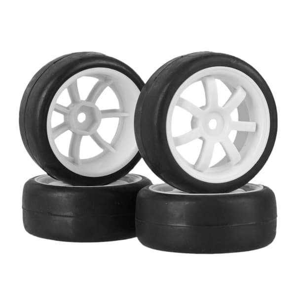 RC Driftfelger for 1/10 skala 7-eiker Hvit Hardplast Sett med 4