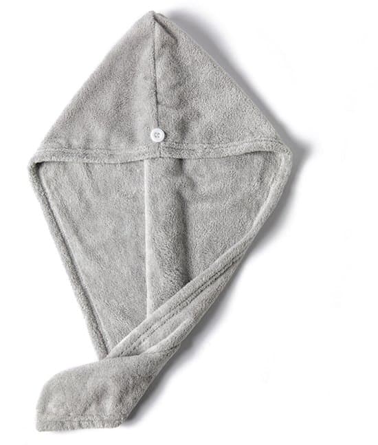 Grå mikrofiberhandduk för hår - superabsorberande - 1 styck - 65 x 25 cm