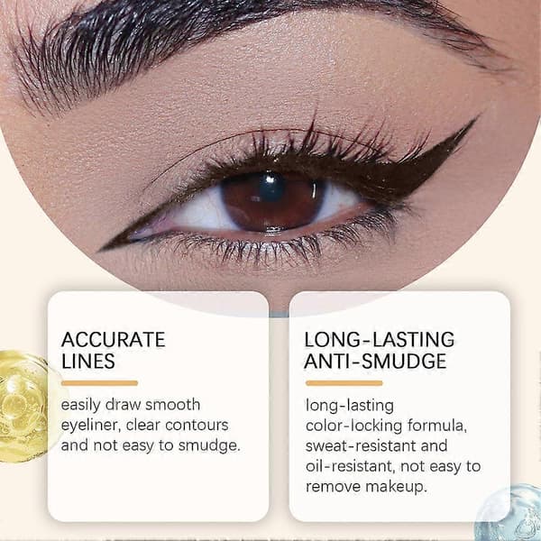 24H Waterproof Eyeliner Pen - Smudge-proof Eyeliner Duo Eye Pencil, Smooth Application Black