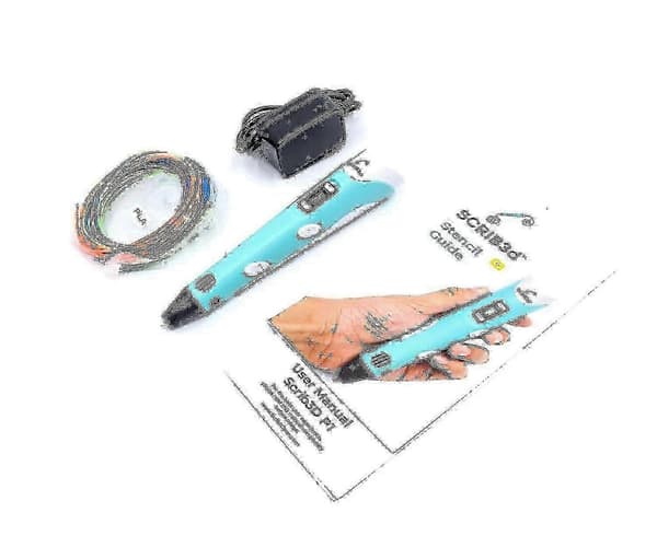 25-26 Scrib3d P1 3D-utskriftspenna med display - Inkluderar 3D-penna, 3 startfärger av PLA-filament, Stencil_way Dxldv