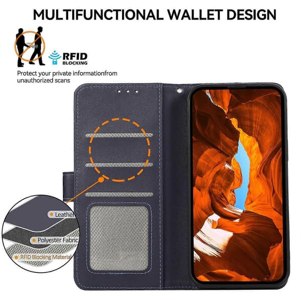 Til Xiaomi Redmi Note 14 Pro 4G Etui RFID Blokerende Flip Læder Telefoncover - Multicolor Blue