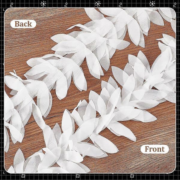 5 Yards Polyester Chiffon Blad Blondbånd for Plaggtilbehør Hvit 4-1/8 tommer (105mm)