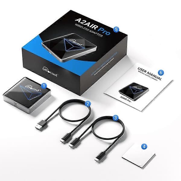 Ottocast A2Air Pro Trådløs Android Auto Adapter Dongle Spotify Waze Multimedia for fabrikkmontert A