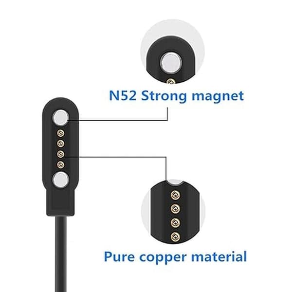 Magnetic charging cable compatible with Swetrack and MaxiTracker Svart black