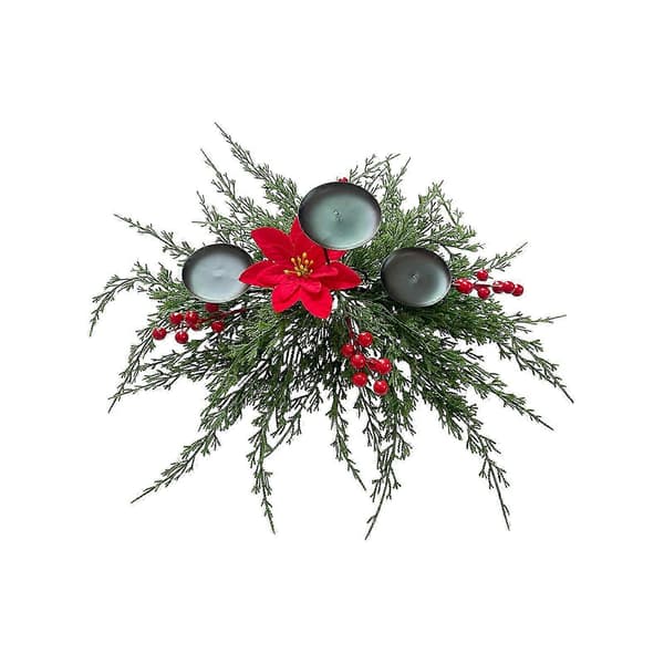 Kunstig julepynt, traditionel rød grøn festlig stil til spisebord 2025