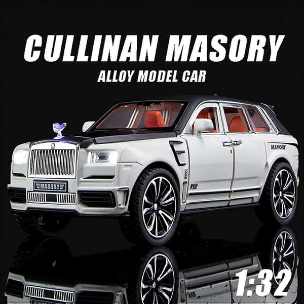 Praktisk og smuk zinklegering træk-tilbage legetøjsbil med lyd og lys 1:32 legeringsmodelbil til Rolls Royce Cullinan