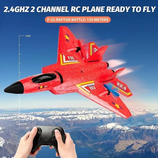 F22 2.4g Fjärrkontroll Rc Plan 3-axlig Gyro 2ch Jetflygplan Fighter Rtf