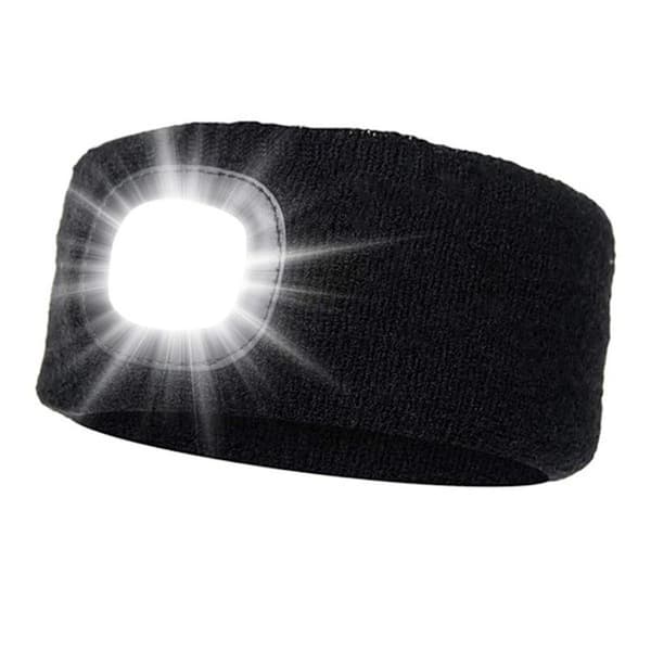 LED-pandebånd, genopladelig USB-pandelygte, 4 LED-lys, vandtæt og meget elastisk (sort)