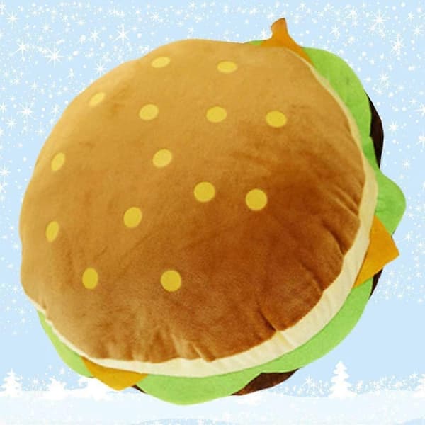 Mad Pyntepude Plys Kæmpe Hamburger 30cm Blød Sofapude Pude Børn Ven