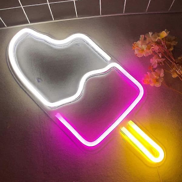 Wabjtam Popsicle Neonskylt - USB-driven 3D-konst LED-skyltar Neonljus för sovrum | Lysande akrylneonskyltar för väggdekor Födelsedagsbröllopsfest